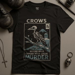 Crows Before Bros Winter T-Shirt - Black - S - Inked 13 Ltd