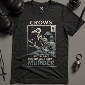 Crows Before Bros Winter T-Shirt - Dark Grey - S - Inked 13 Ltd