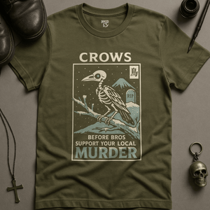 Crows Before Bros Winter T-Shirt - Military Green - S - Inked 13 Ltd
