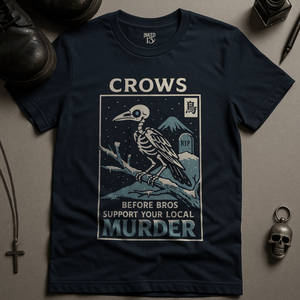 Crows Before Bros Winter T-Shirt - Navy - S - Inked 13 Ltd