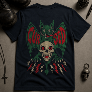 Cursed Bat T-shirt - True Navy - S - Inked 13 Ltd Unisex alternative tattoo apparel