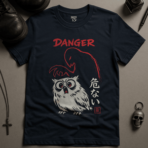 Danger Owl T-Shirt - Navy - S - Inked 13 Ltd