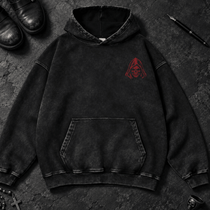 Dark Reality Washed Hoodie - Black Beauty - S - Inked 13 Ltd Unisex alternative tattoo apparel