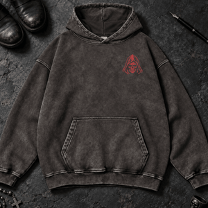 Dark Reality Washed Hoodie - Dark Gray - S - Inked 13 Ltd Unisex alternative tattoo apparel
