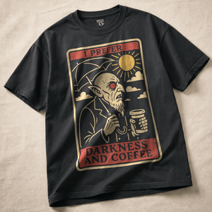 Darkness and Coffee Heavyweight T-shirt - Black - S - Inked 13 Ltd Unisex alternative tattoo apparel