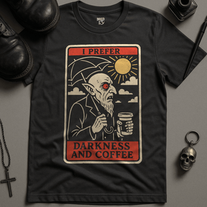 Darkness and Coffee T-Shirt - Dark Grey - S - Inked 13 Ltd