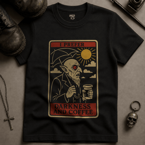 Darkness and Coffee T-shirt (New Style) - Black - S - Inked 13 Ltd Unisex alternative tattoo apparel