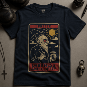 Darkness and Coffee T-shirt (New Style) - True Navy - S - Inked 13 Ltd Unisex alternative tattoo apparel
