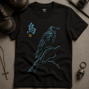 Darkness Japanese Crow T-shirt - Black - S - Inked 13 Ltd Unisex alternative tattoo apparel