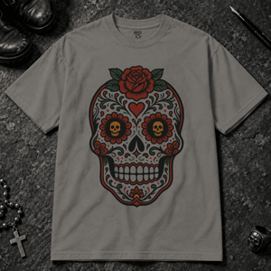 Day of The Dead T-shirt - Grey - S - Inked 13 - Unisex alternative tattoo apparel.