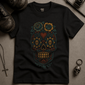 Day of The Dead T-shirt (New Style) - Black - S - Inked 13 Ltd Unisex alternative tattoo apparel