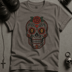 Day of The Dead T-shirt (New Style) - Grey - S - Inked 13 Ltd Unisex alternative tattoo apparel