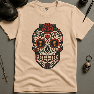 Day of The Dead T-shirt (New Style) - Ivory - S - Inked 13 Ltd Unisex alternative tattoo apparel