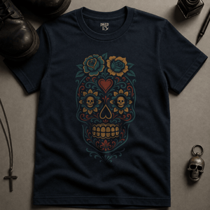 Day of The Dead T-shirt (New Style) - True Navy - S - Inked 13 Ltd Unisex alternative tattoo apparel