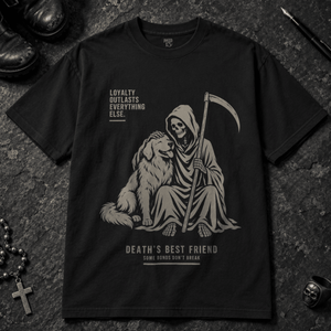 Death's Best Friend T-shirt - Black - S - Inked 13 - Unisex alternative tattoo apparel.