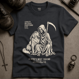 Death's Best Friend T-shirt - Graphite - S - Inked 13 Ltd Unisex alternative tattoo apparel