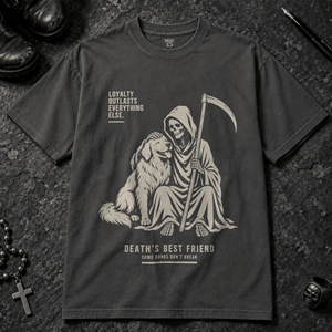 Death's Best Friend T-shirt - Graphite - S - Inked 13 - Unisex alternative tattoo apparel.