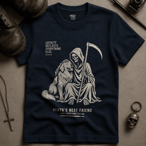 Death's Best Friend T-shirt - True Navy - S - Inked 13 Ltd Unisex alternative tattoo apparel