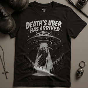 Death's Uber Has Arrived T-Shirt - Black - S - Inked 13 Ltd Unisex alternative tattoo apparel
