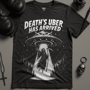Death's Uber Has Arrived T-Shirt - Dark Grey - S - Inked 13 Ltd Unisex alternative tattoo apparel