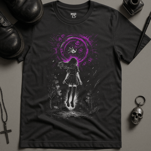 Demonic Anime Girl T-Shirt - Dark Grey - S - Inked 13 Ltd
