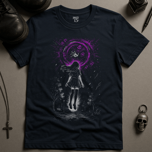 Demonic Anime Girl T-Shirt - Navy - S - Inked 13 Ltd