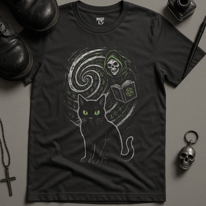 Demonic Cat T-Shirt - Dark Grey - S - Inked 13 Ltd