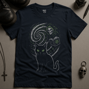Demonic Cat T-Shirt - Navy - S - Inked 13 Ltd