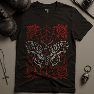 Demonic Moth T-Shirt - Black - S - Inked 13 Ltd Unisex alternative tattoo apparel