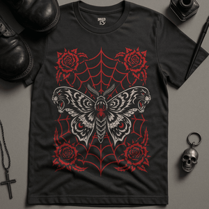 Demonic Moth T-Shirt - Dark Grey - S - Inked 13 Ltd Unisex alternative tattoo apparel