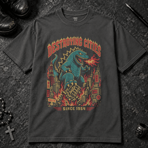Destroying Cities T-shirt - Graphite - S - Inked 13 - Unisex alternative tattoo apparel.