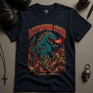 Destroying Cities T-shirt (New Style) - True Navy - S - Inked 13 Ltd Unisex alternative tattoo apparel