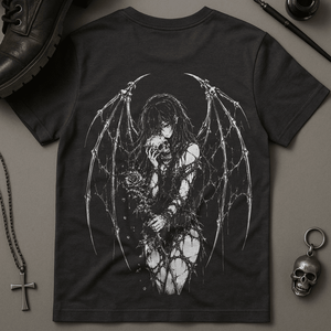 Devil Winged Lover T-Shirt - Dark Grey - S - Inked 13 Ltd Unisex alternative tattoo apparel