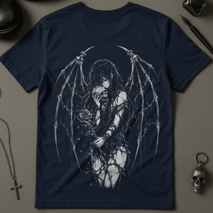 Devil Winged Lover T-Shirt - Navy - S - Inked 13 Ltd Unisex alternative tattoo apparel