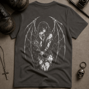 Devil Winged Lover T-Shirt (New Style) - Pepper - S - Inked 13 Ltd Unisex alternative tattoo apparel