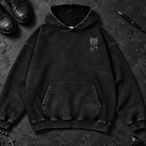 Devil Winged Lover Washed Hoodie - Black Beauty - S - Inked 13 Ltd Unisex alternative tattoo apparel