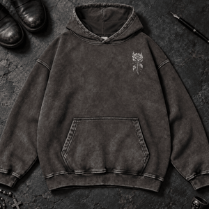 Devil Winged Lover Washed Hoodie - Dark Gray - S - Inked 13 Ltd Unisex alternative tattoo apparel