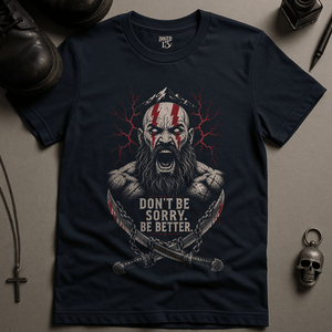 Don't Be Sorry Warrior T-Shirt - Navy - S - Inked 13 Ltd Unisex alternative tattoo apparel
