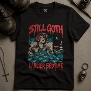 Earlier Bedtime T-shirt - Black - S - Inked 13 Ltd Unisex alternative tattoo apparel