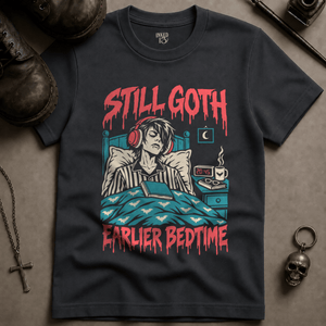 Earlier Bedtime T-shirt - Graphite - S - Inked 13 Ltd Unisex alternative tattoo apparel
