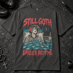 Earlier Bedtime T-shirt - Graphite - S - Inked 13 - Unisex alternative tattoo apparel.