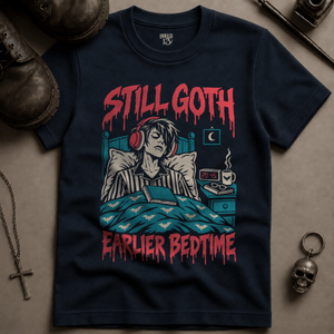 Earlier Bedtime T-shirt - True Navy - S - Inked 13 Ltd Unisex alternative tattoo apparel