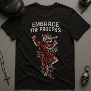 Embrace The Process Tiger T-Shirt - Black - S - Inked 13 Ltd Unisex alternative tattoo apparel