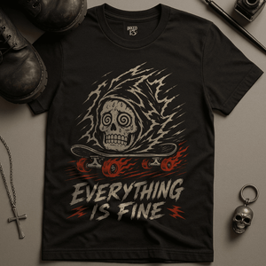 Everything Is Fine T-Shirt - Black - S - Inked 13 Ltd Unisex alternative tattoo apparel