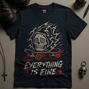 Everything Is Fine T-Shirt - Navy - S - Inked 13 Ltd Unisex alternative tattoo apparel