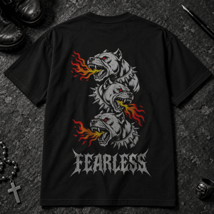 Fearless Fiery Dogs T-shirt - Black - S - Inked 13 - Unisex alternative tattoo apparel.