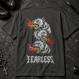 Fearless Fiery Dogs T-shirt - Graphite - S - Inked 13 - Unisex alternative tattoo apparel.