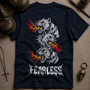 Fearless Fiery Dogs T-shirt - True Navy - S - Inked 13 Ltd Unisex alternative tattoo apparel