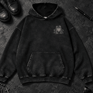 Fiery Panther Eagle Washed Hoodie - Black Beauty - S - Inked 13 - Unisex alternative tattoo apparel.