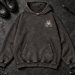 Fiery Panther Eagle Washed Hoodie - Dark Gray - S - Inked 13 Ltd Unisex alternative tattoo apparel